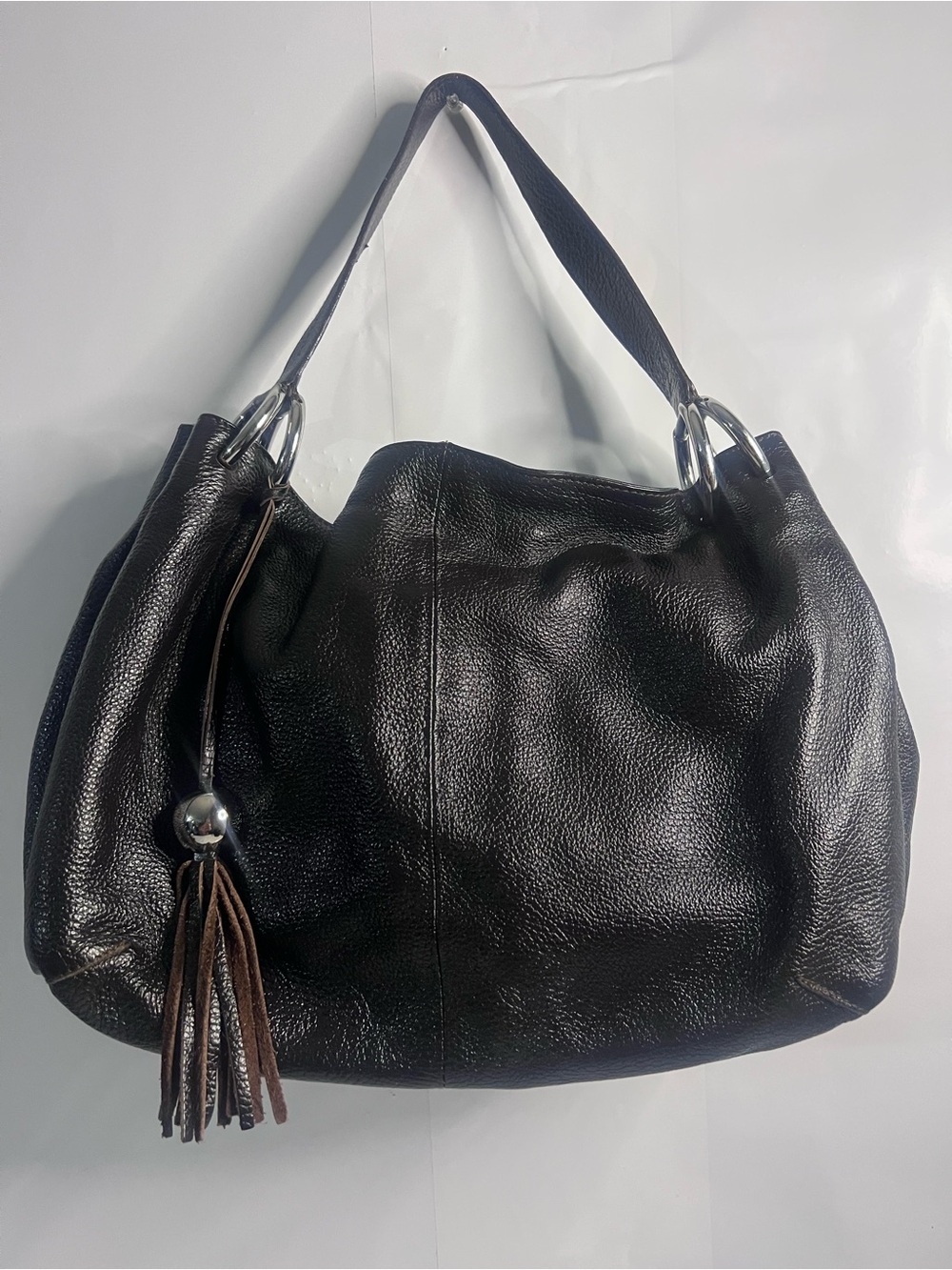 Authentic Furla Black Pebbled Leather Hobo Bag | Made in Italy, Slouchy Shoulder